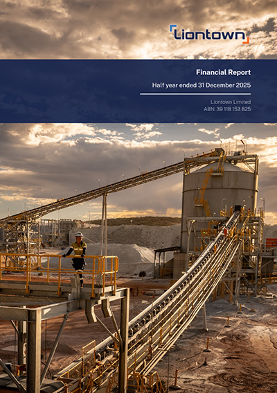 Liontown Half Year 2026 Financial Report cover